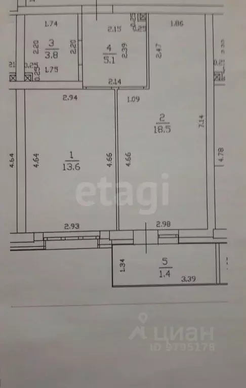 2-к кв. Татарстан, Казань ул. Азата Аббасова, 5 (41.0 м) - Фото 1