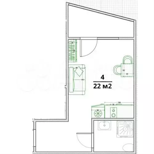 Квартира-студия, 22 м, 1/9 эт. - Фото 0