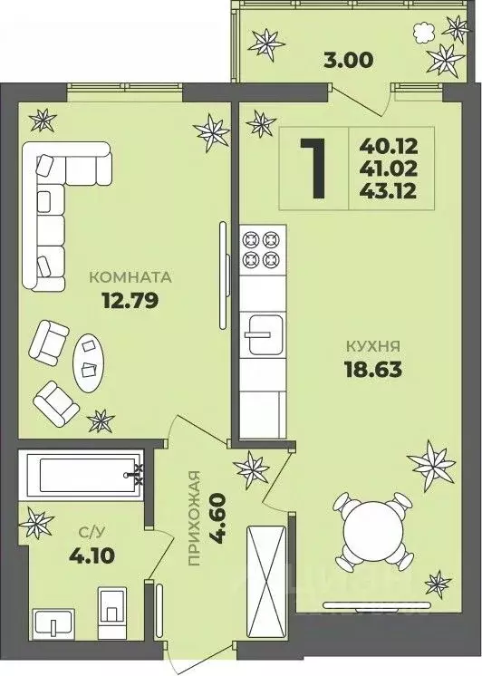 1-к кв. Калининградская область, Калининград ул. Генерала Толстикова, ... - Фото 1