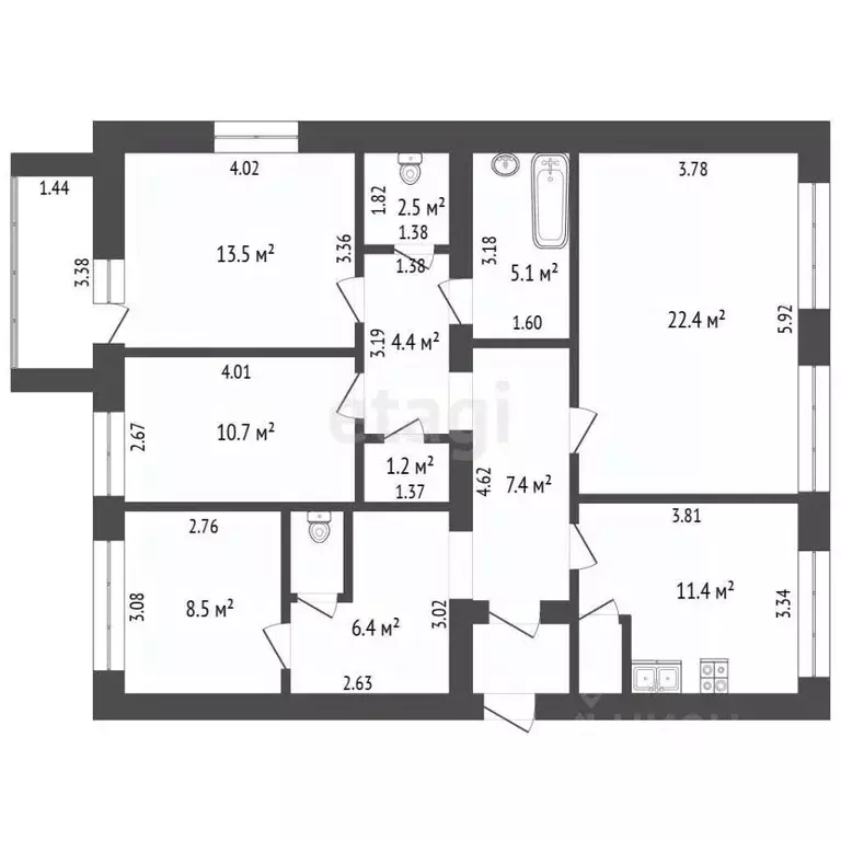 4-к кв. Пермский край, Пермь ул. Клары Цеткин, 15 (95.8 м) - Фото 1
