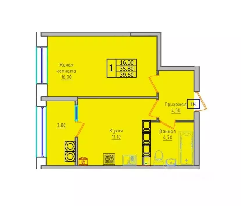 1-к кв. Ставропольский край, Ставрополь ул. 45-я Параллель, 52А (39.6 ... - Фото 1