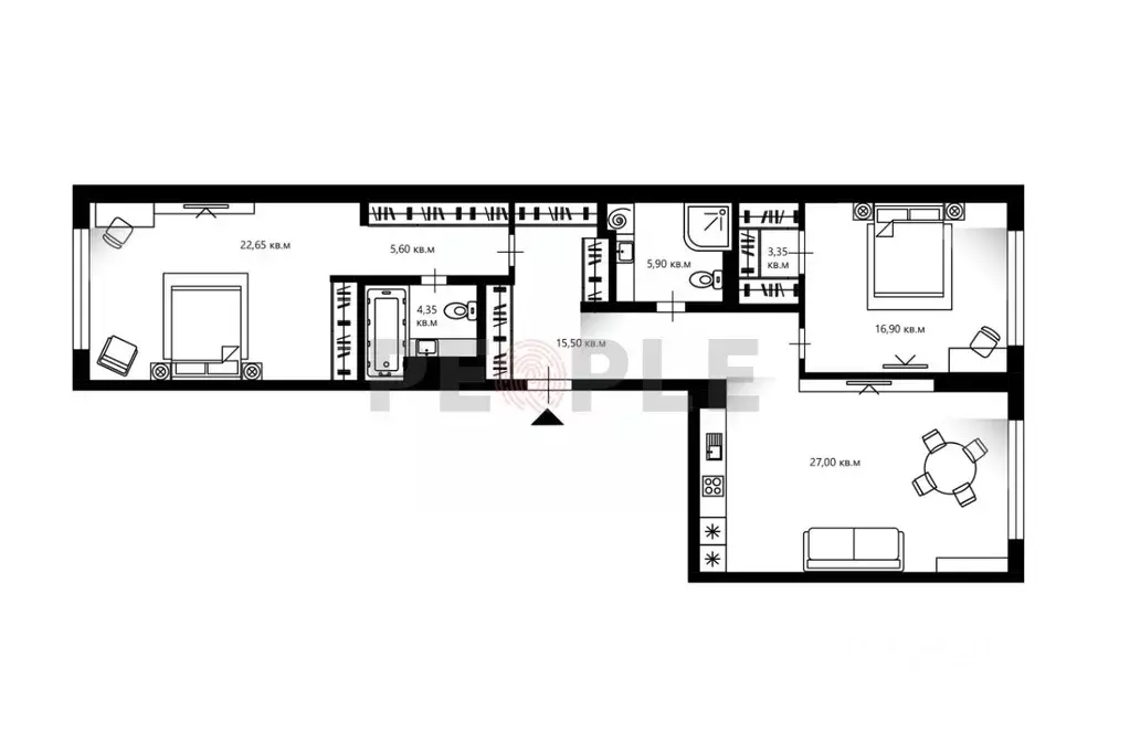 3-к кв. Москва ул. Усачева, 15А (99.7 м) - Фото 2