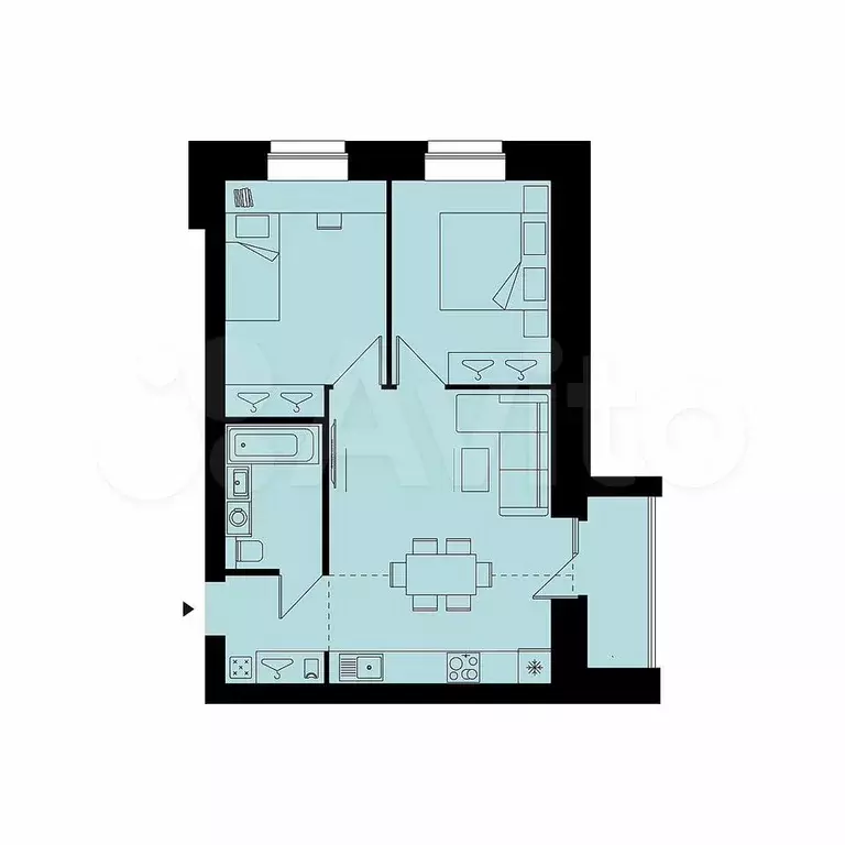 3-к. квартира, 54,5 м, 2/12 эт. - Фото 0