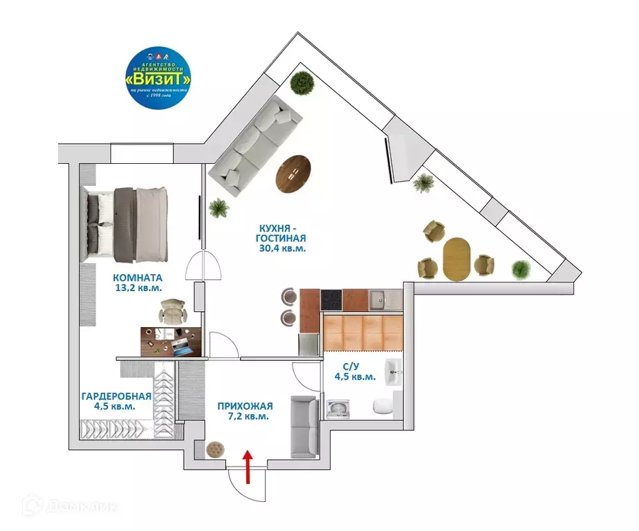 Продаётся 1-к квартира, 60 м - Фото 0