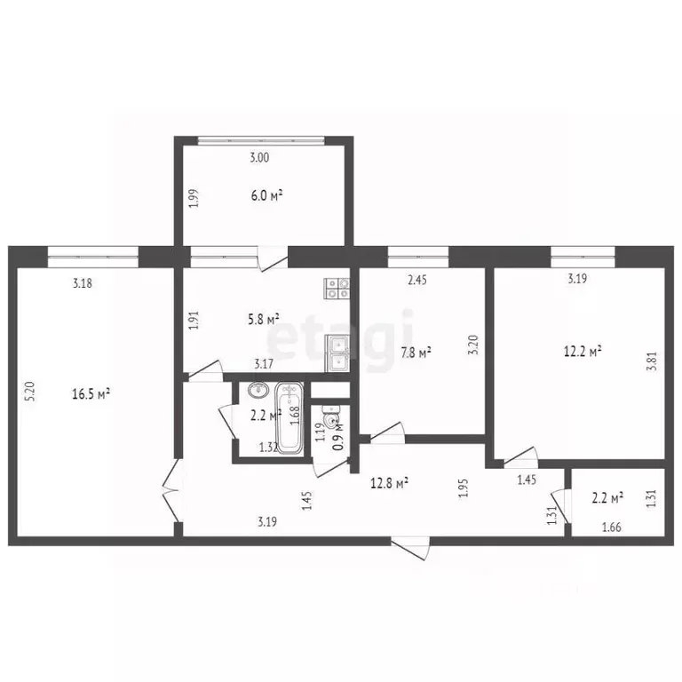 3-к кв. Ханты-Мансийский АО, Нягань 2-й мкр, 3 (64.4 м) - Фото 1