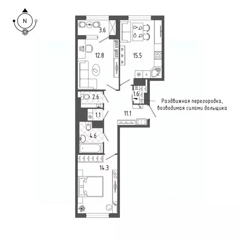 2-к кв. Санкт-Петербург бул. Измайловский, 9 (64.5 м) - Фото 0