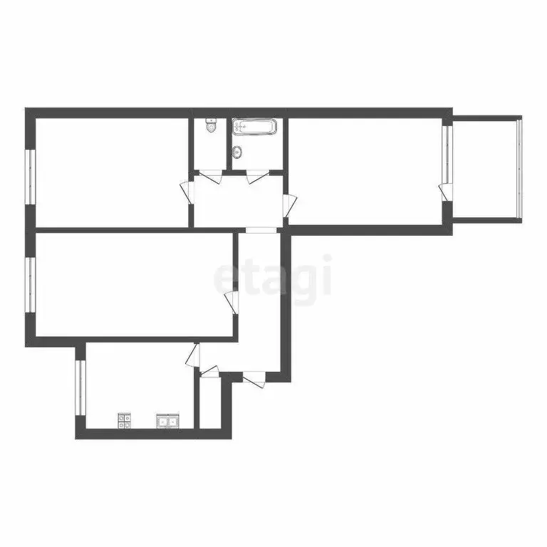 3-комнатная квартира: Тюмень, улица Домостроителей, 18 (66.6 м) - Фото 1