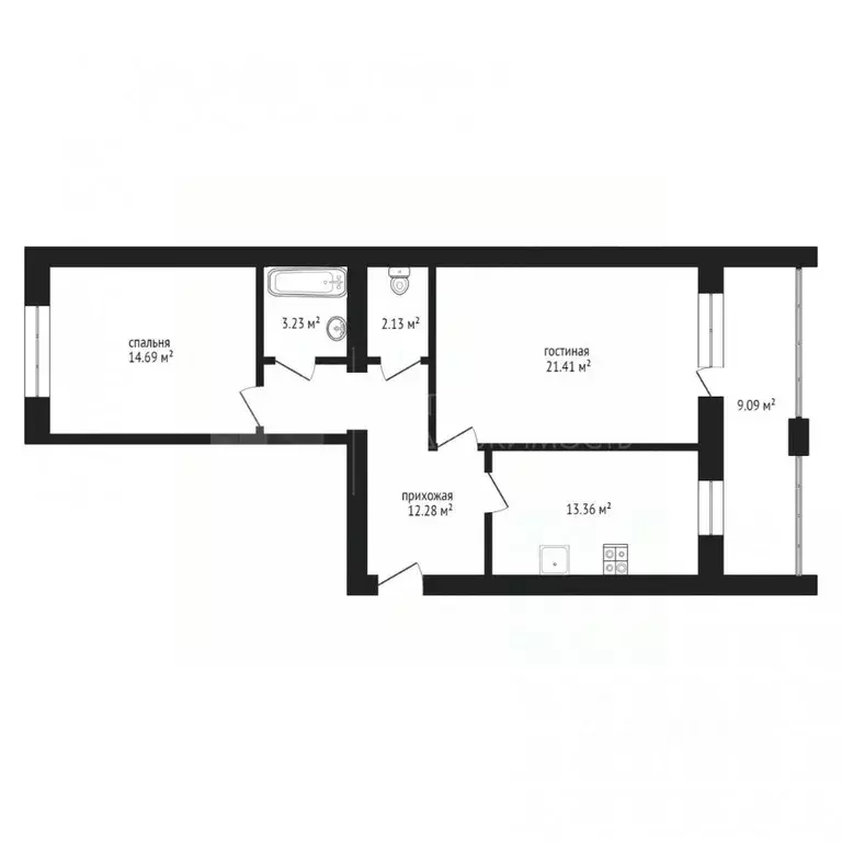 2-к кв. Тюменская область, Тюмень ул. Тимофея Кармацкого, 11 (72.8 м) - Фото 1
