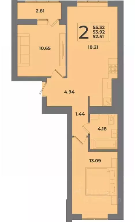 2-к кв. Калининградская область, Калининград Коммунистическая ул., 28А ... - Фото 2