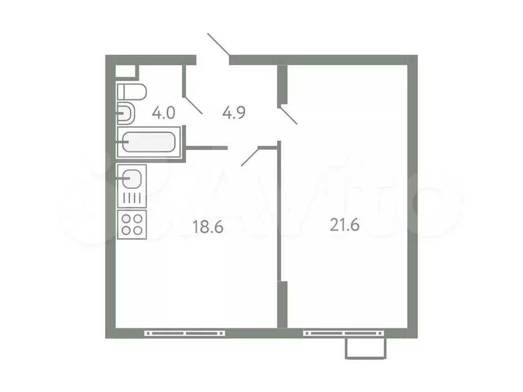 2-к. квартира, 49,1м, 2/9эт. - Фото 0