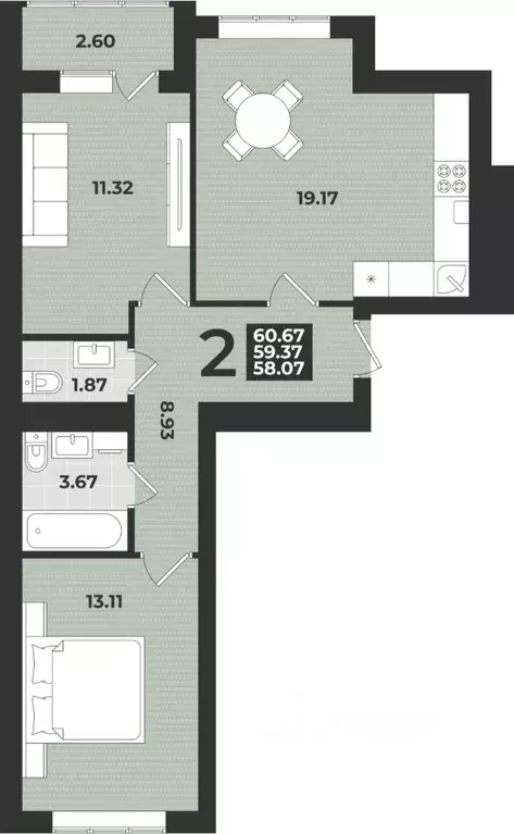 2-к кв. Калининградская область, Калининград ул. Героя России ... - Фото 1