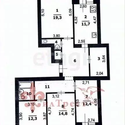 4-к кв. Белгородская область, Белгород ул. Победы, 49к5 (104.6 м) - Фото 2