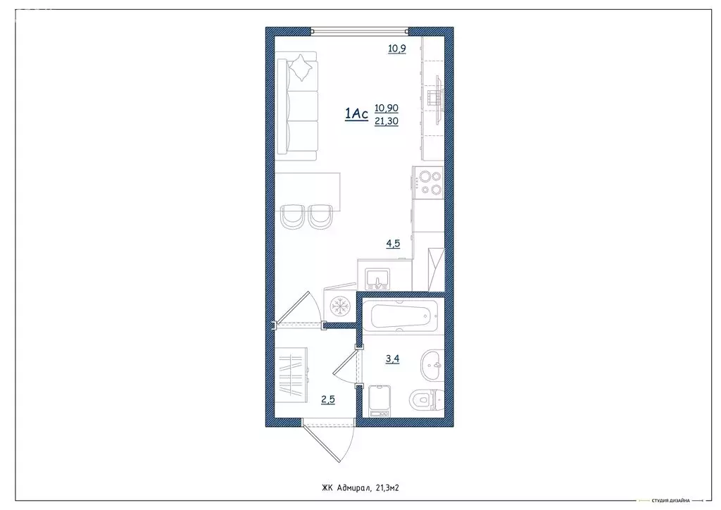 Квартира-студия: Ярославль, Шандорная улица, 14 (21.3 м) - Фото 2