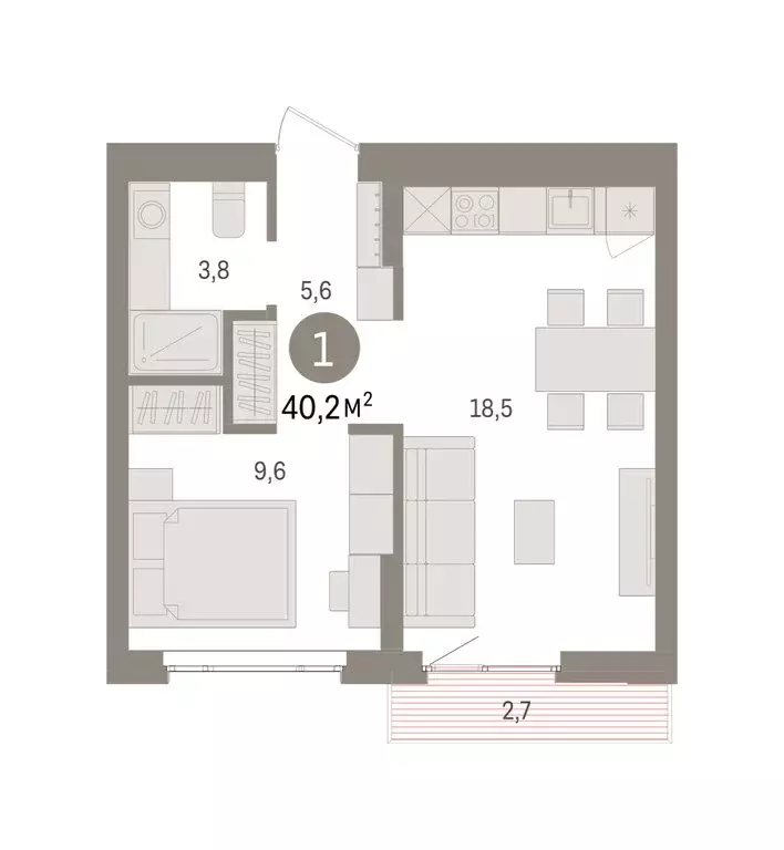 1-комнатная квартира: Екатеринбург, жилой район Сортировочный, ... - Фото 2