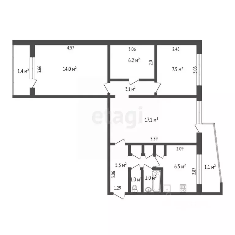 4-к кв. Мордовия, Саранск ул. Сущинского, 36 (65.0 м) - Фото 2