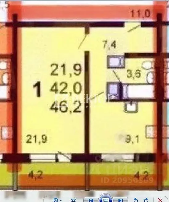 1-к кв. Ивановская область, Иваново Рождественский мкр, 4 (42.2 м) - Фото 1