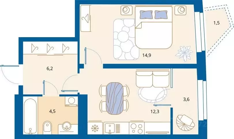1-к кв. Пензенская область, Пенза Арбеково жилрайон, Дальнее Арбеково ... - Фото 1