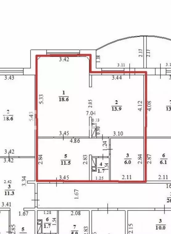 Квартира, 1 комната, 51.7 м - Фото 2