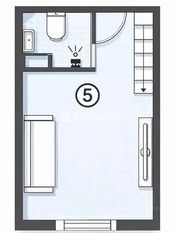 Студия Санкт-Петербург ул. Чайковского, 42 (23.0 м) - Фото 2