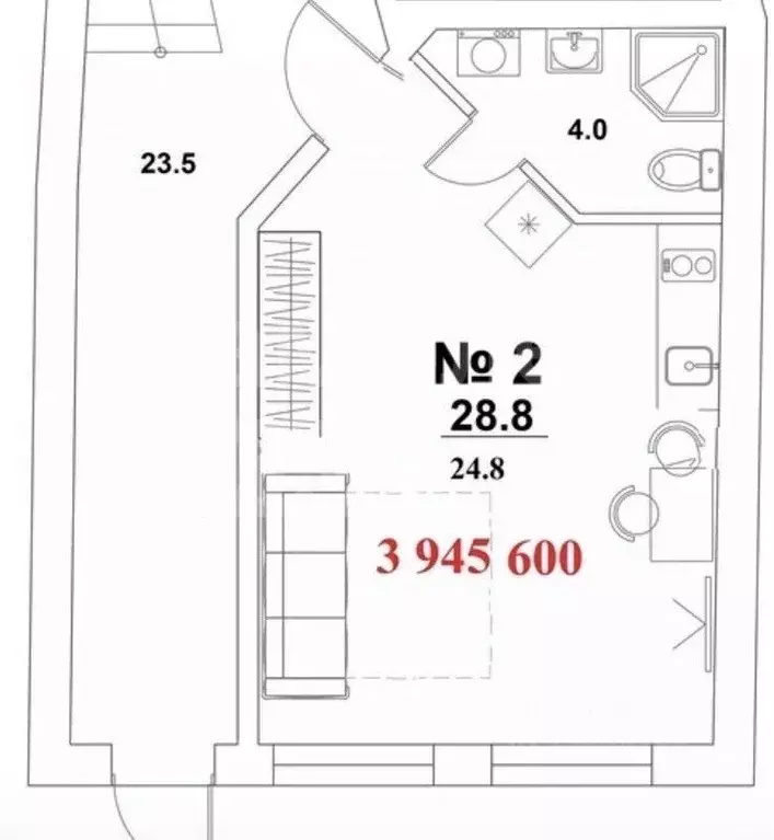 Студия Крым, Симферополь ул. Чонгарская, 37 (28.8 м) - Фото 2