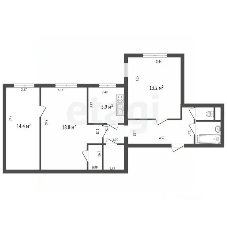 3-к кв. Санкт-Петербург ул. Орджоникидзе, 63К2 (70.1 м) - Фото 2