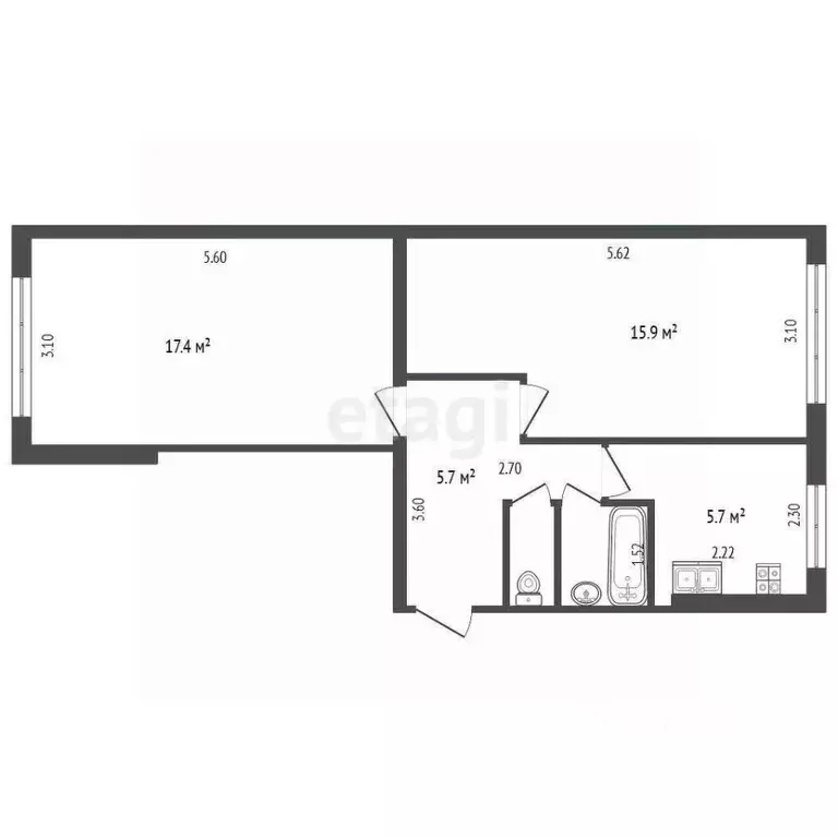 2-к кв. Архангельская область, Новодвинск ул. Димитрова, 25 (47.9 м) - Фото 1