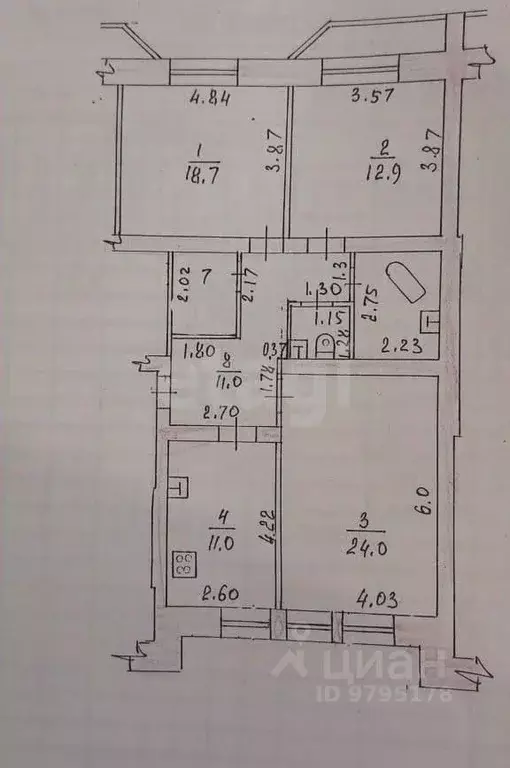 3-к кв. Татарстан, Казань ул. Адоратского, 2 (88.8 м) - Фото 2