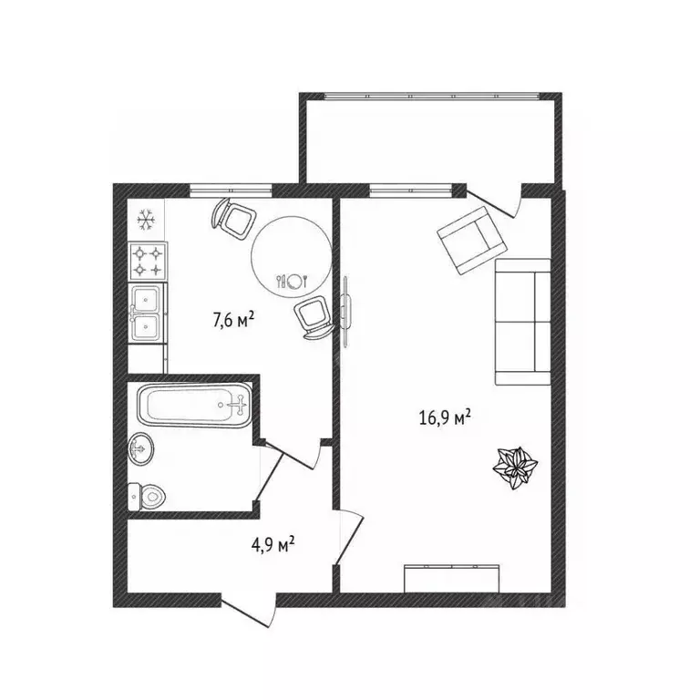1-к кв. Брянская область, Почеп Юбилейный пер., 6 (32.5 м) - Фото 2
