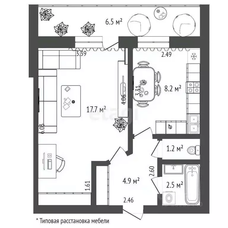 1-к кв. Тюменская область, Тюмень Широтная ул., 148к1 (34.0 м) - Фото 1