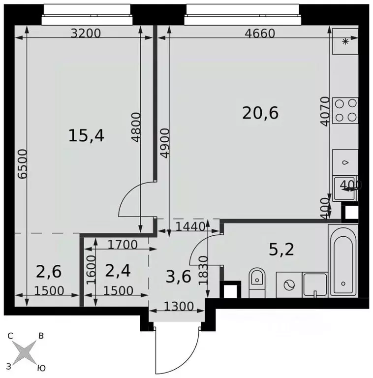 2-к кв. Москва Новоостаповская ул., 6АС1 (49.8 м) - Фото 1