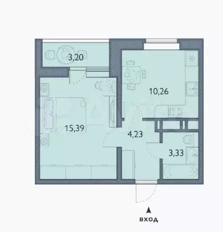 1-к. квартира, 34,8 м, 15/16 эт. - Фото 1