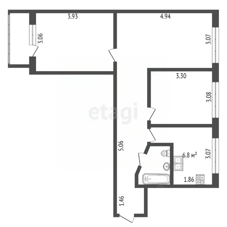 3-к кв. Санкт-Петербург ул. Белы Куна, 6К1 (58.9 м) - Фото 1