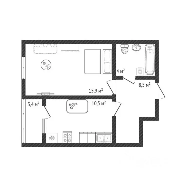 1-к кв. Краснодарский край, Новороссийск ул. Котанова, 7к3 (40.6 м) - Фото 2