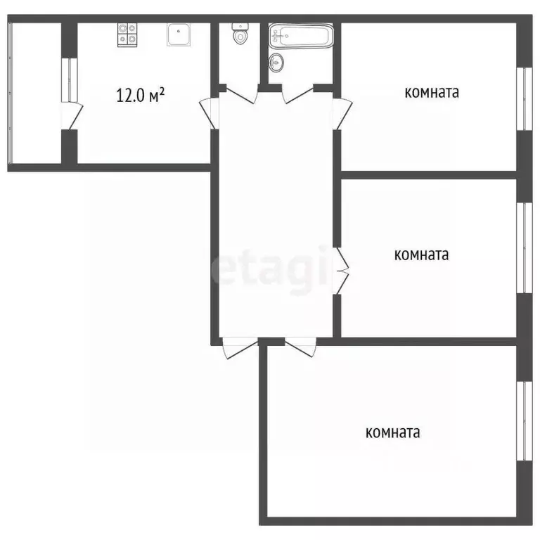 3-к кв. Тамбовская область, Тамбов ул. Куйбышева, 59 (80.4 м) - Фото 1