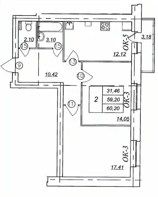 2-к кв. Ярославская область, Ярославль Кавказская ул., 28А (58.88 м) - Фото 1