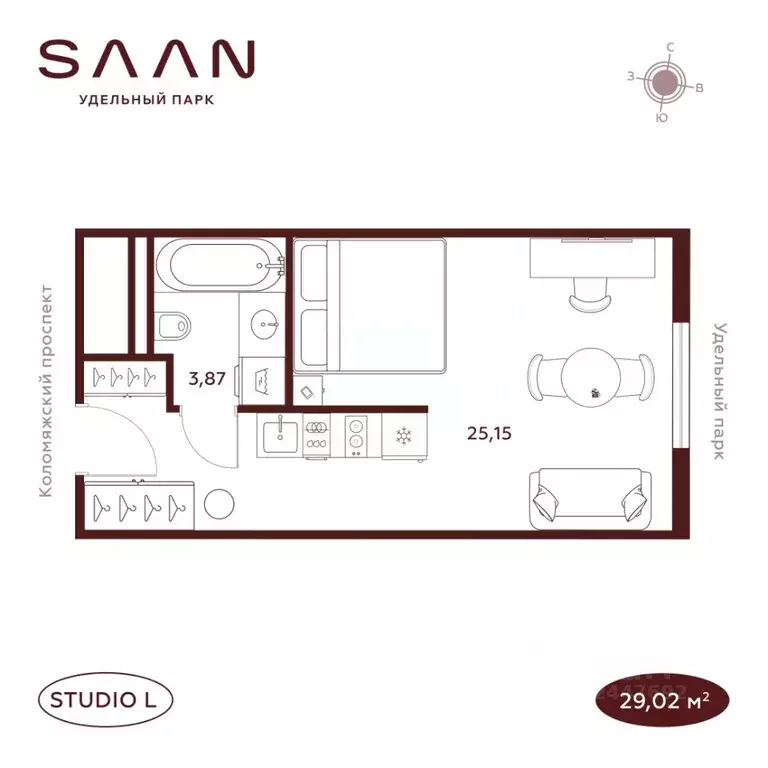 Студия Санкт-Петербург  (29.02 м) - Фото 1