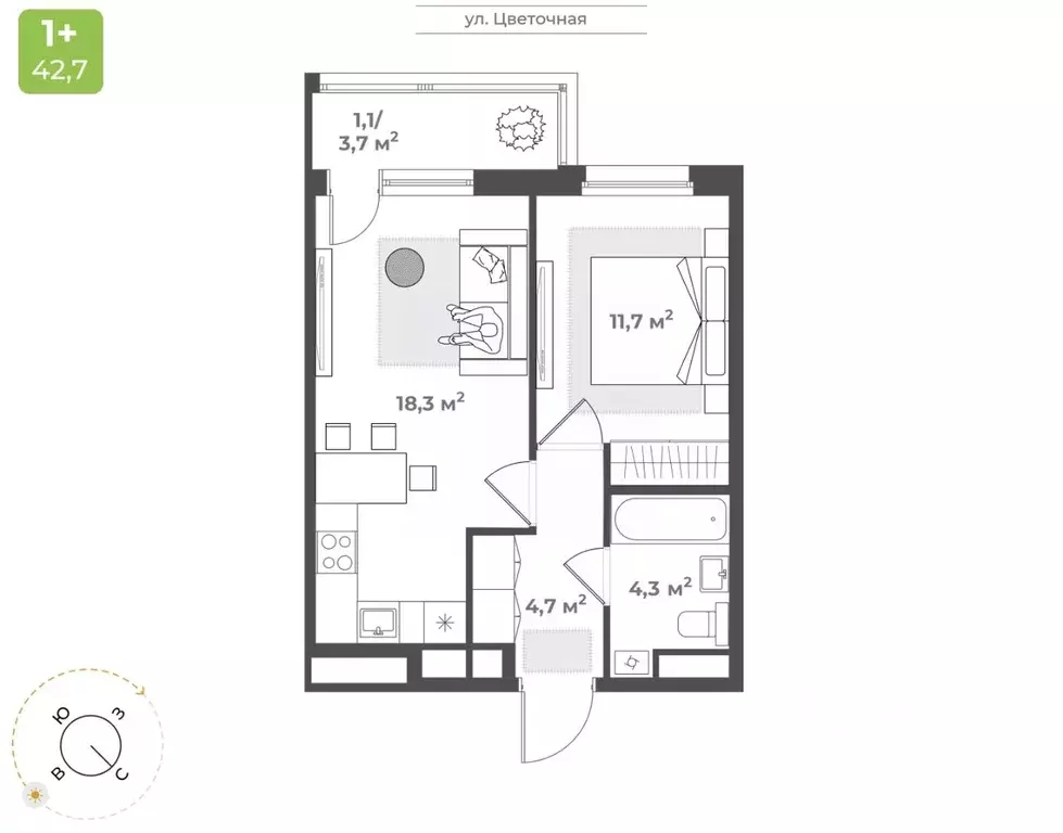 1-к кв. Тверская область, Тверь Соминка мкр,  (40.1 м) - Фото 1