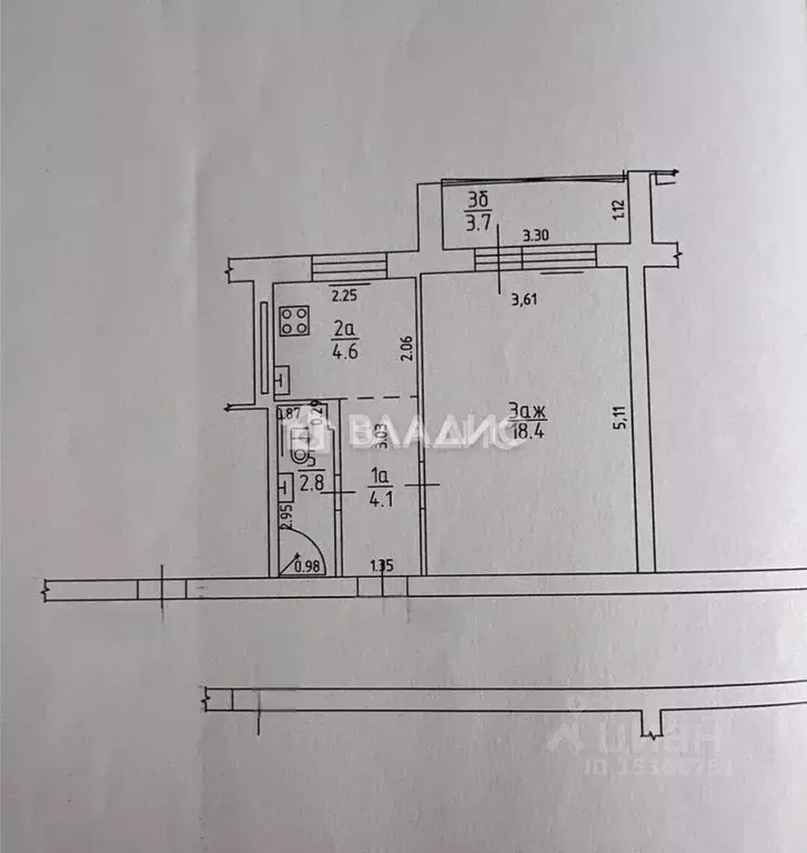 1-к кв. Калининградская область, Калининград ул. Горького, 209 (33.6 ... - Фото 2