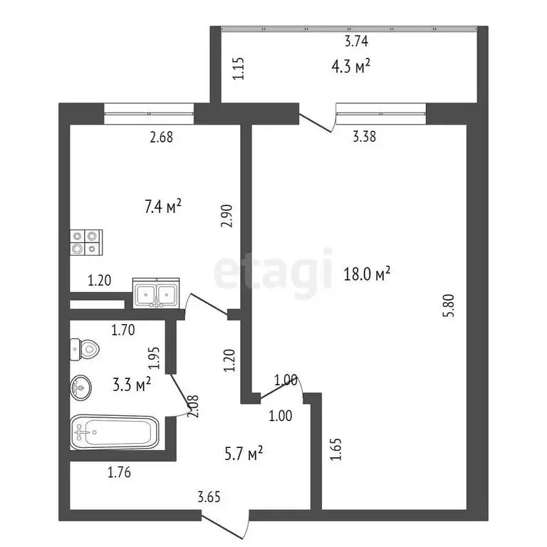 1-комнатная квартира: Славянск-на-Кубани, Батарейная улица, 385 (36.16 ... - Фото 1