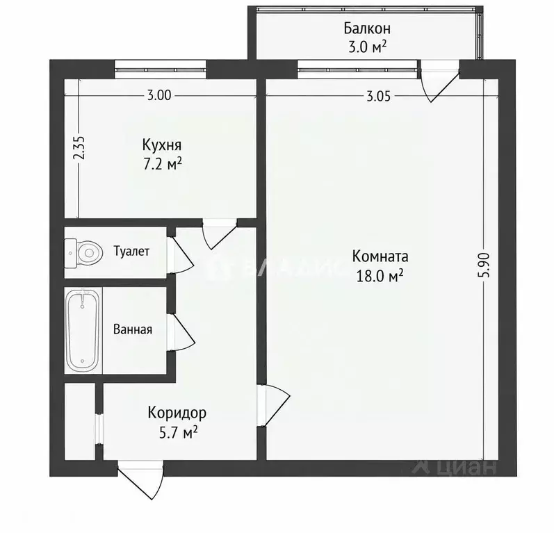 1-к кв. Санкт-Петербург ул. Маршала Захарова, 35К1 (35.3 м) - Фото 2
