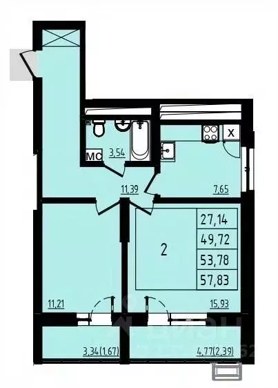 2-к кв. Башкортостан, Уфа Затон-Восточный жилрайон, Новаленд мкр,  ... - Фото 1