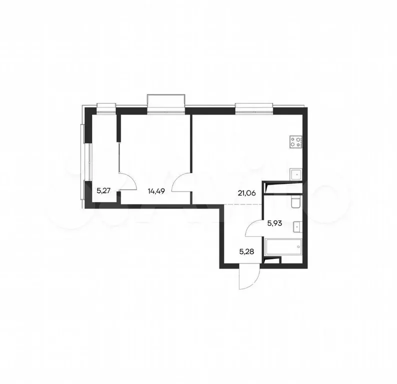 1-к. квартира, 52 м, 3/4 эт. - Фото 1