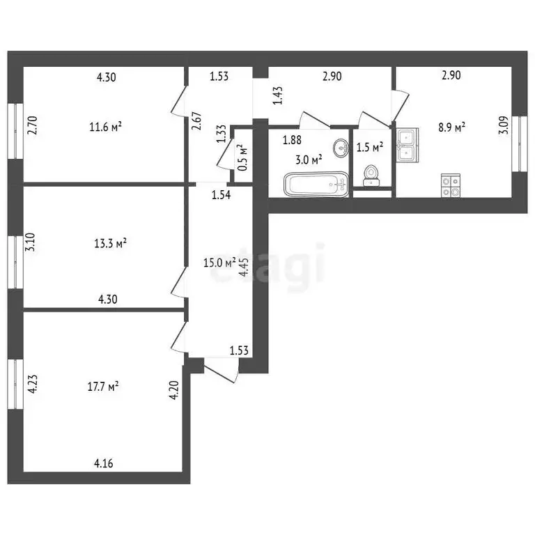 3-комнатная квартира: Санкт-Петербург, улица Бабушкина, 81к1 (71.5 м) - Фото 1