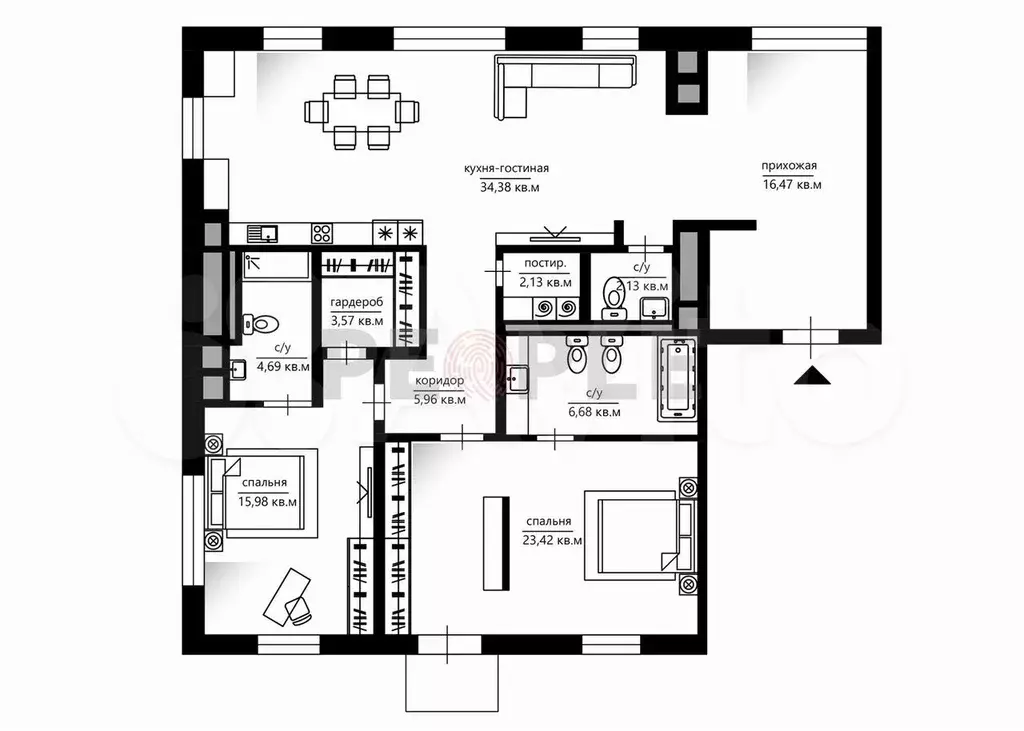 3-к. квартира, 120 м, 4/5 эт. - Фото 0