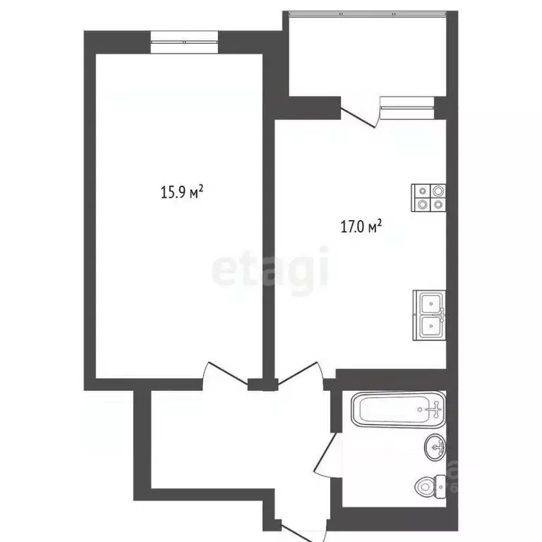 1-к кв. Краснодарский край, Анапа Краснодарская ул., 64Бк2 (42.1 м) - Фото 2