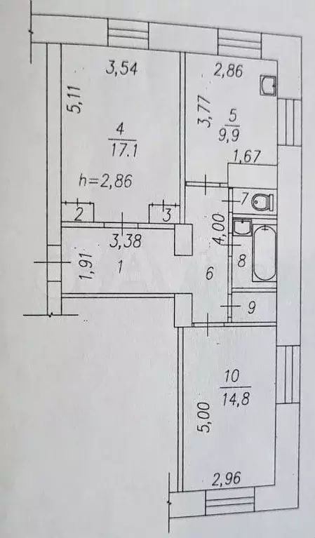 2-к. квартира, 60,2 м, 2/3 эт. - Фото 1