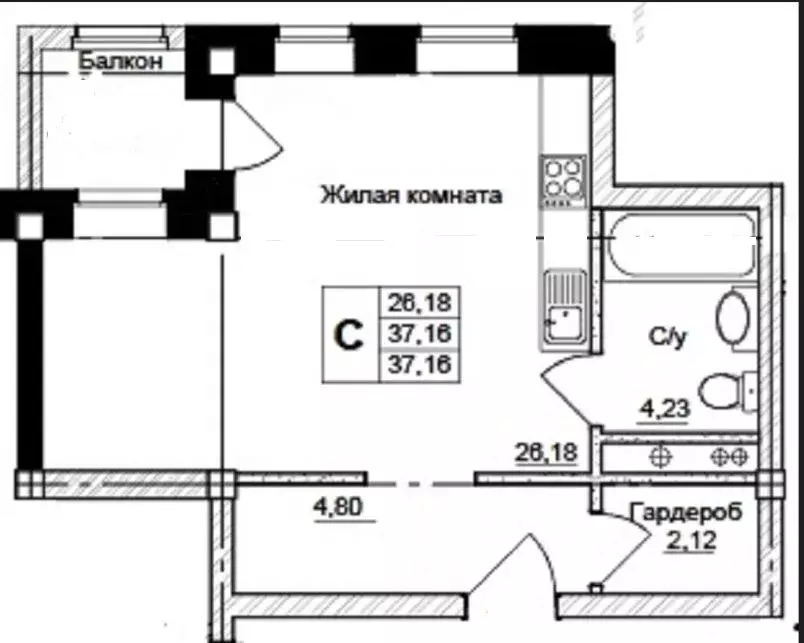 1-к кв. Московская область, Красногорск городской округ, с. Ангелово ... - Фото 2