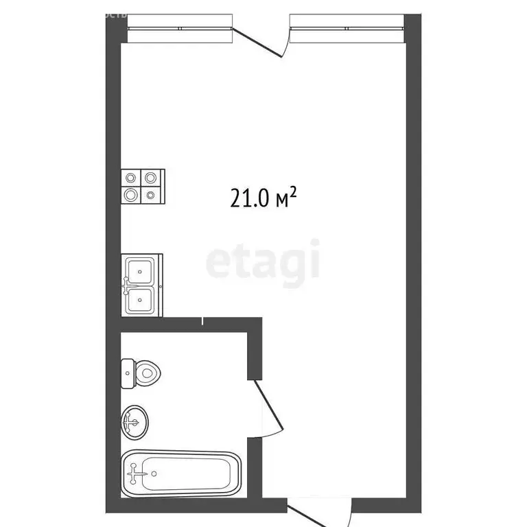 Квартира-студия: Алушта, Комсомольская улица, 5 (21 м) - Фото 1