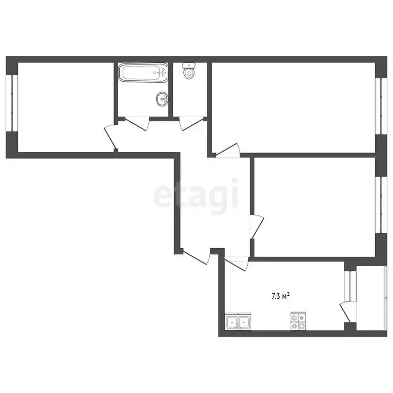 3-комнатная квартира: Псков, Юбилейная улица, 44 (62.1 м) - Фото 1