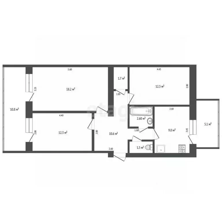 3-к кв. Крым, Ялта ул. Сеченова, 10К1 (73.0 м) - Фото 2